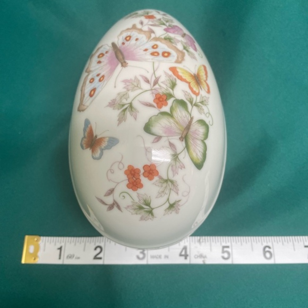 Avon Floral Porcelain Egg with Gold Accents